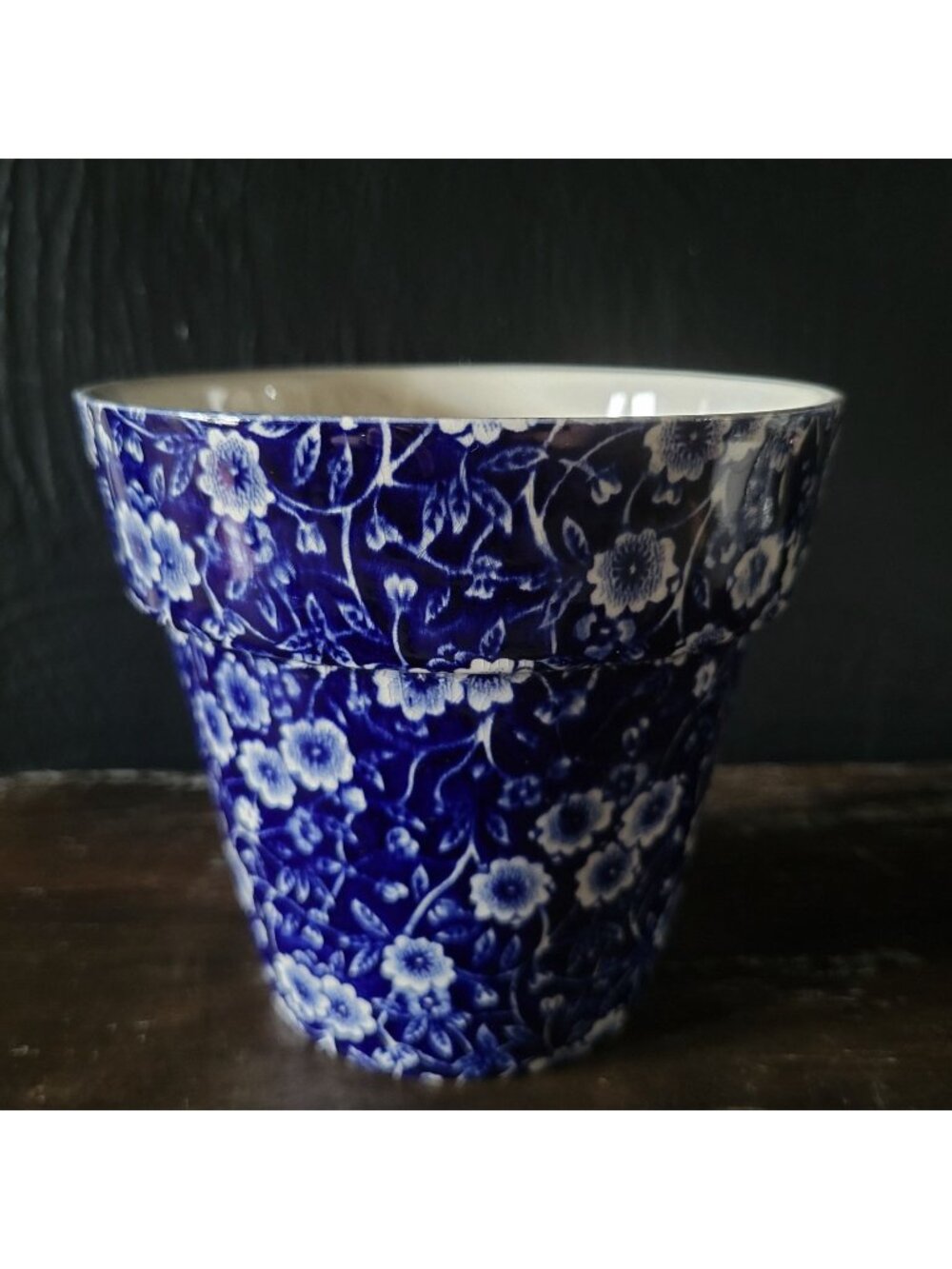 Vintage Staffordshire Calico Blue Crownford Blue and White Floral Transferware